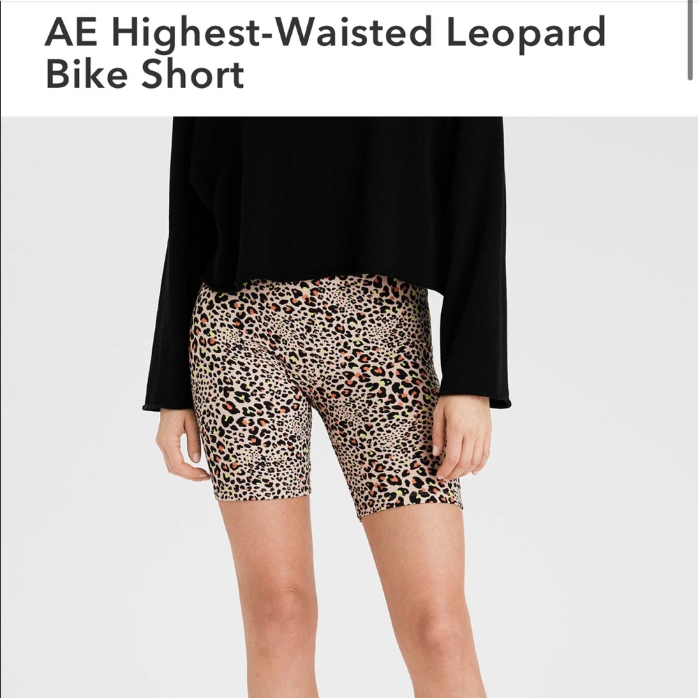 American Eagle High Waisted Leopard Bike Short